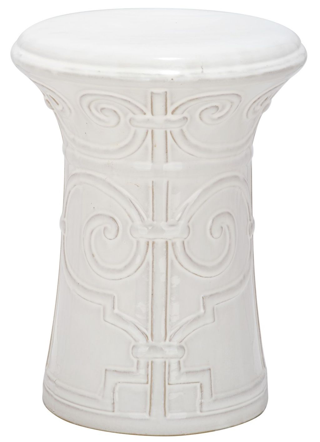 Preview image for White Imperial Scroll Garden Stool, 12.25" X 15.5"