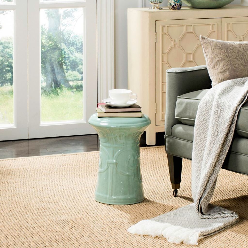 Aqua Imperial Scroll Garden Stool, 12.25" X 15.5"