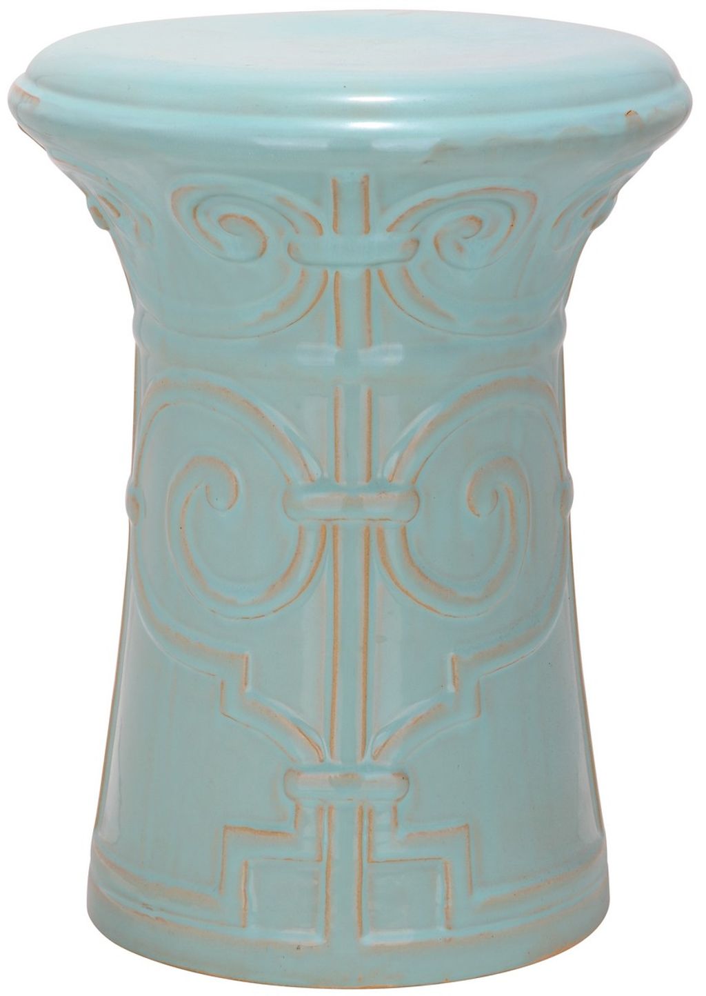 Preview image for Aqua Imperial Scroll Garden Stool, 12.25" X 15.5"