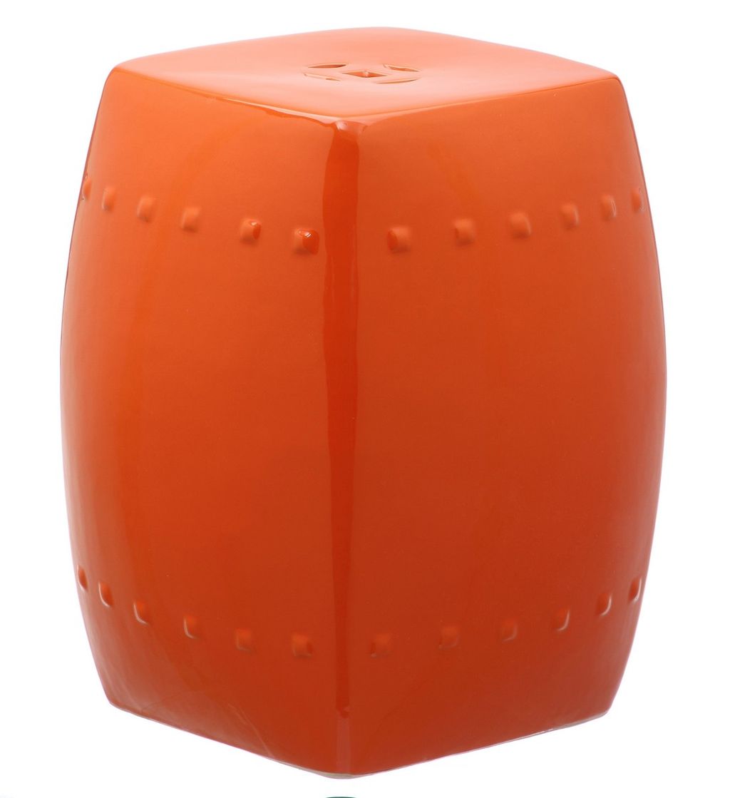 Villa Garden Stool, 15" X 17.5", Orange