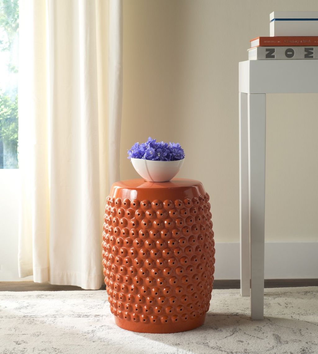 Stella Nail Head Stool, 14" X 17.75", Orange