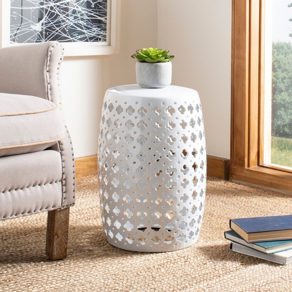 Lacey Garden Stool, 13" X 18", White