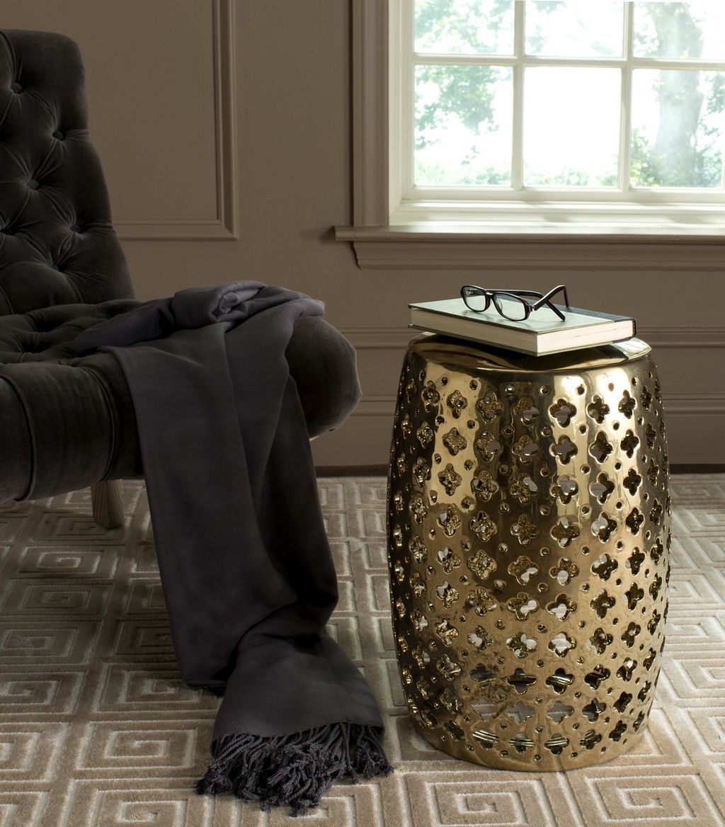 Lacey Garden Stool, 13" X 18", Plated Gold