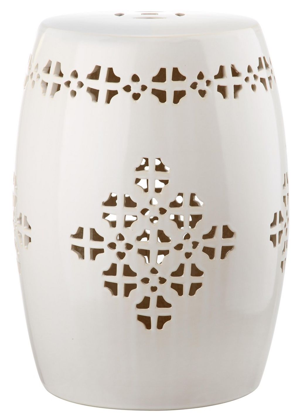 Preview image for Quatrefoil Garden Stool, 14" X 18", Cream