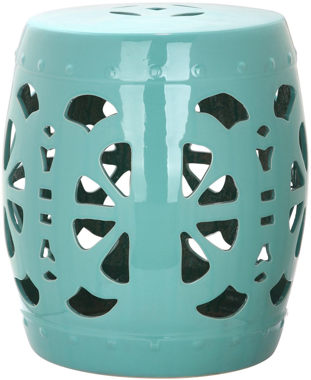 Preview image for Stencil Blossom Garden Stool, 16" X 17.5", Light Blue