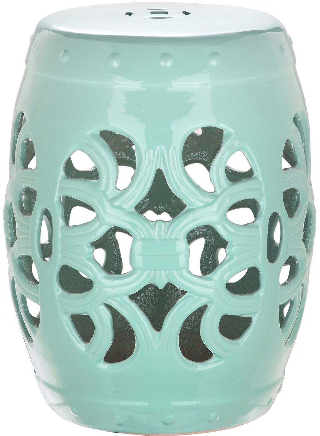 Imperial Vine Garden Stool, 14" X 18", Light Blue
