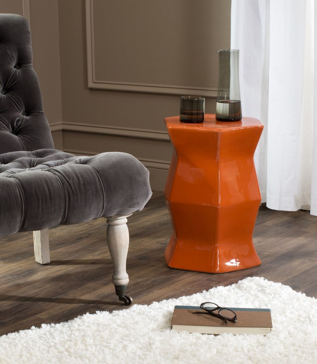 Preview image for Modern Hexagon Garden Stool, 12" X 17", Orange