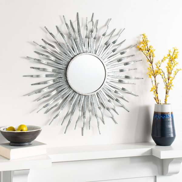 Naya Sunburst Mirror, 35" X 35", Silver