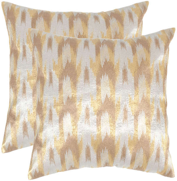 Boho Chic Pillow, 20" X 20", Metallic Silver, Set Of 2