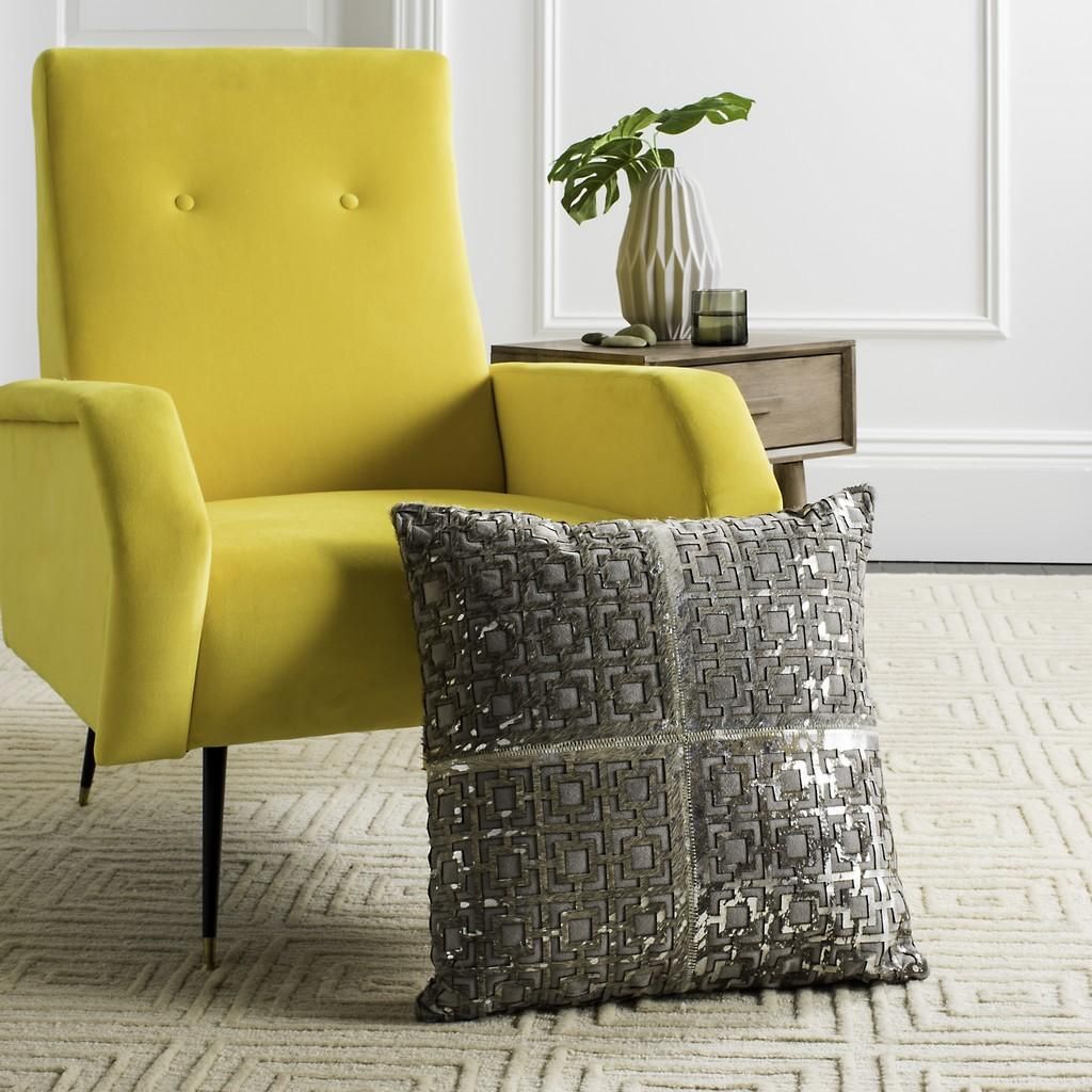 Cami Metallic Cowhide 20"X20" Pillow, 20" X 20"