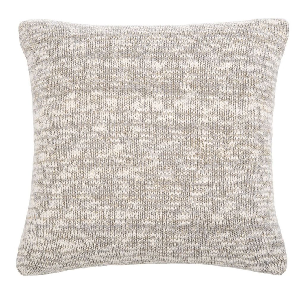 Preview image for Knit Pillow, 20" X 20", Light Grey/Natural/Gold Lurex