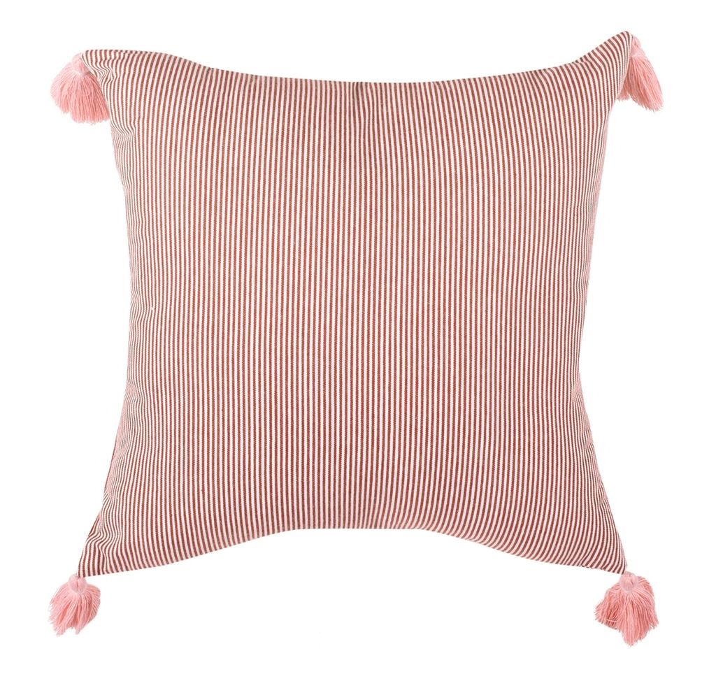Sidney Pillow, 16" X 16", Rusty Red/White
