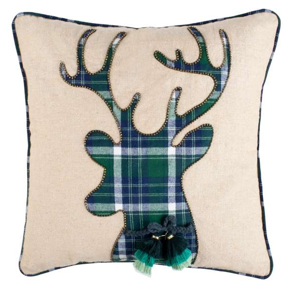Blitz Pillow, 18" X 18", Beige/Green