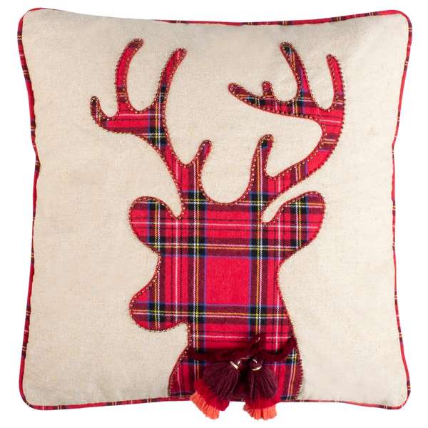 Blitz Pillow, 18" X 18", Beige/Red