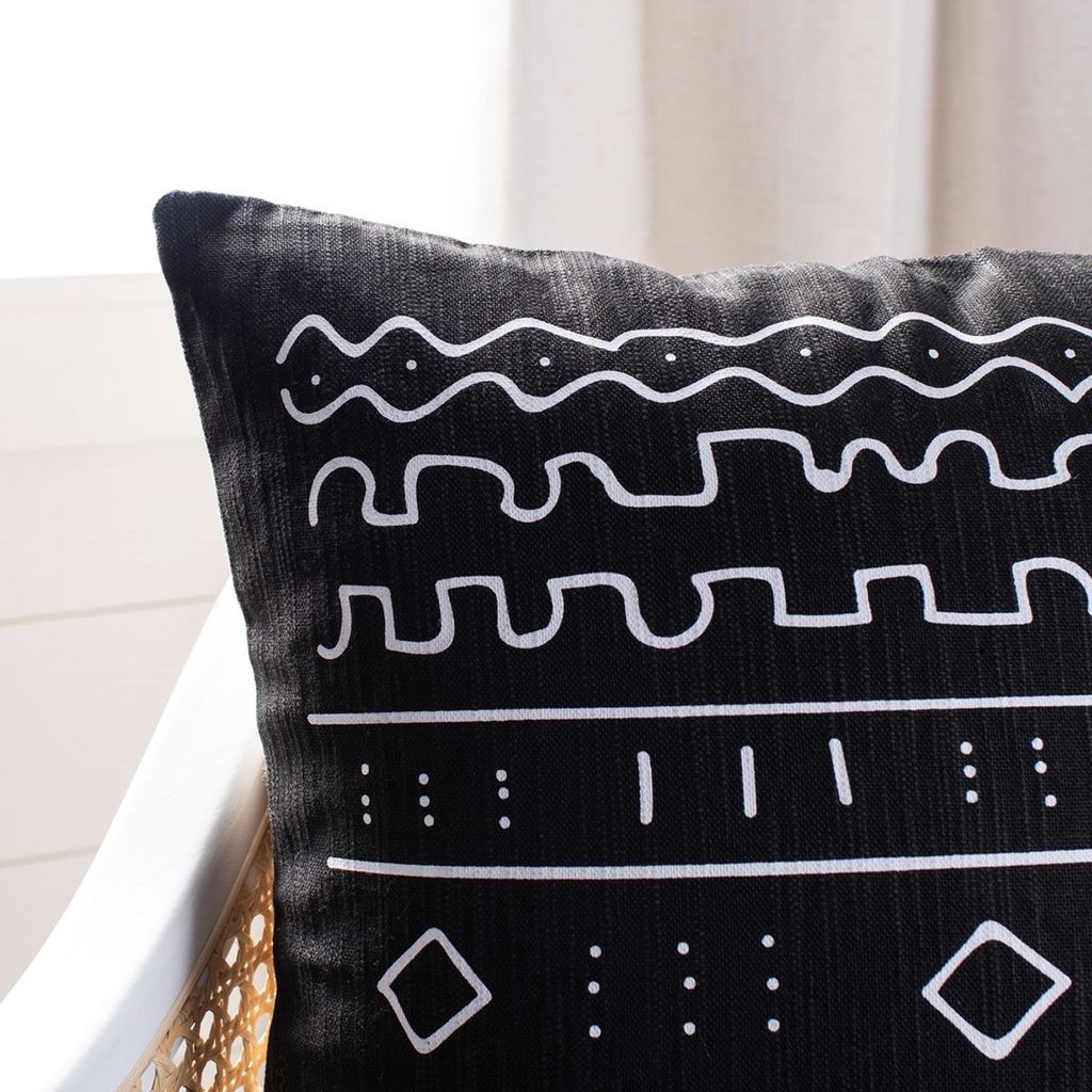 Living Room Throw Pillow, 18" X 18" Black