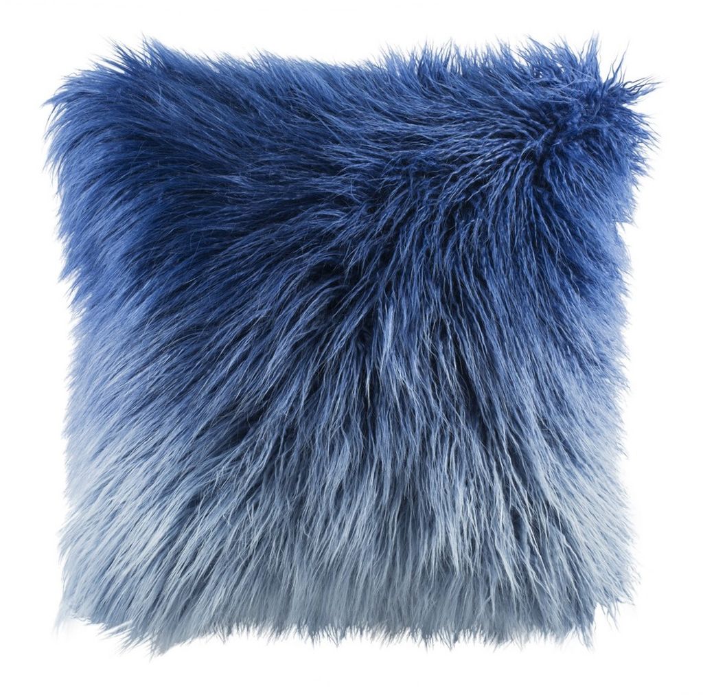 Faux Flokati Pillow, 20" X 20", Blue