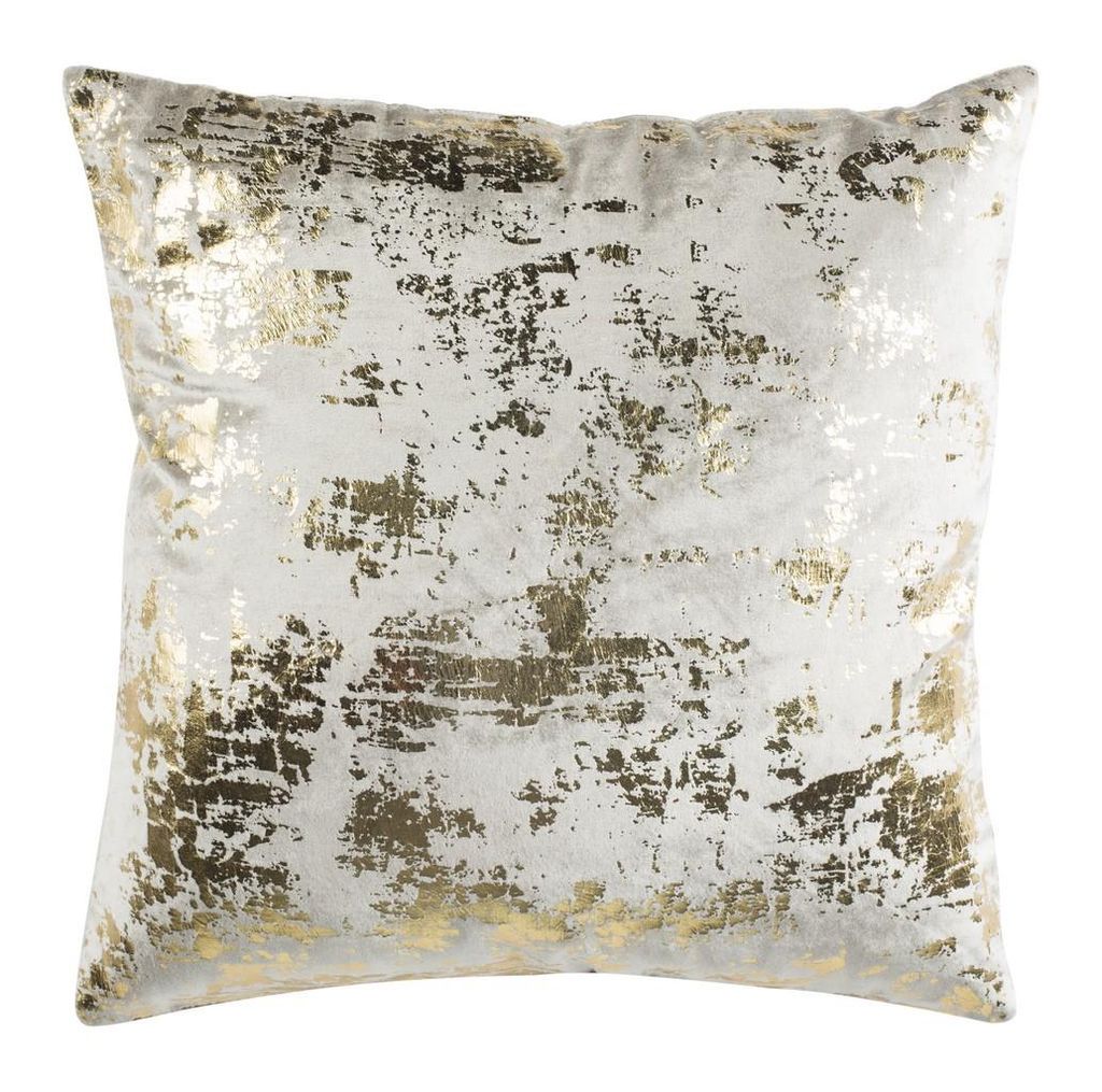 Edmee Metallic Pillow, 20" X 20", Beige/Gold
