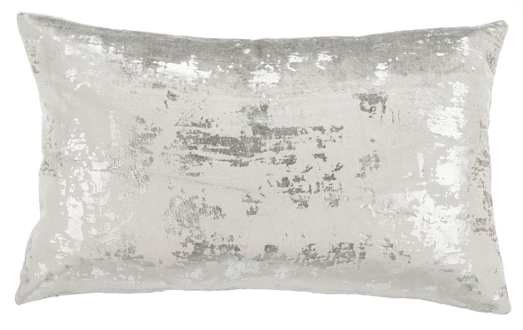 Preview image for Edmee Metallic Pillow, 20" X 12", Light Grey/Silver