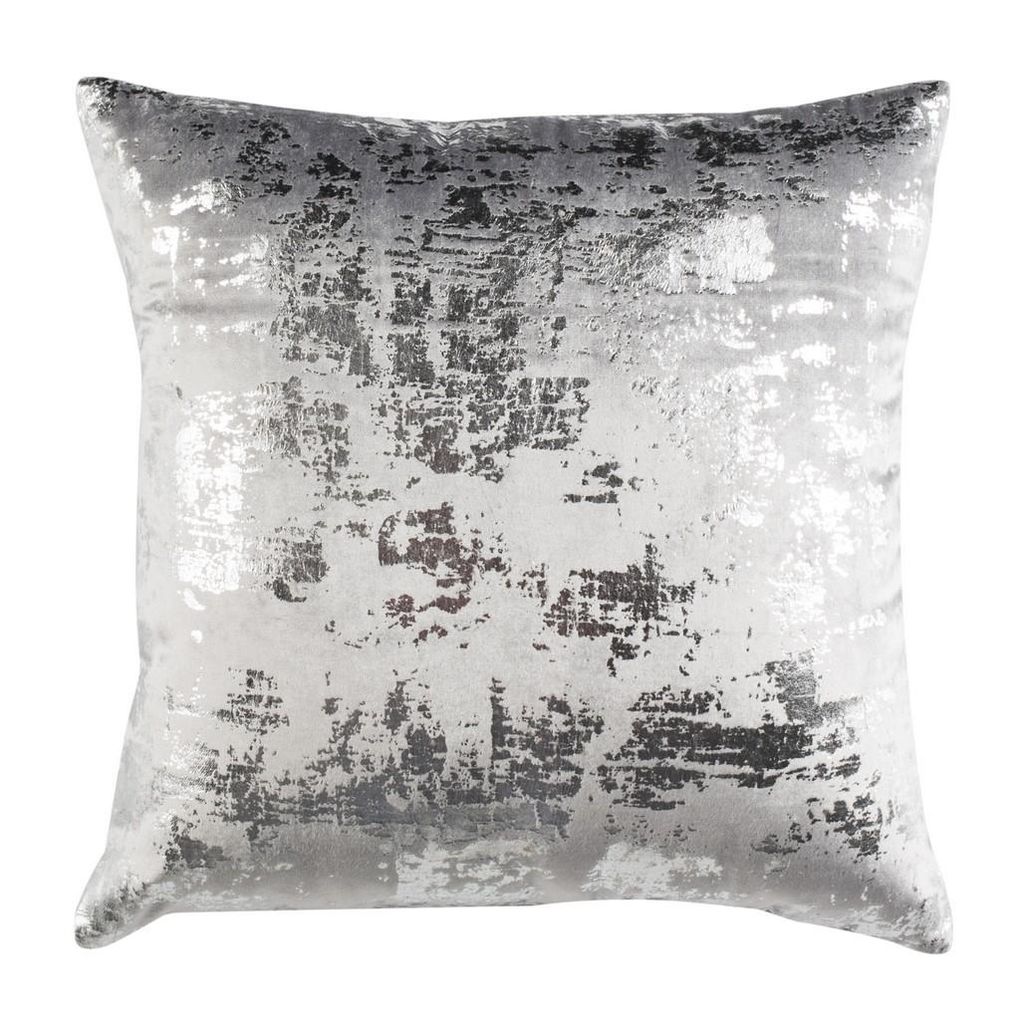 Preview image for Edmee Metallic Pillow, 20" X 20", Light Grey/Silver