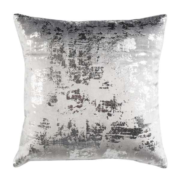 Edmee Metallic Pillow, 20" X 20", Light Grey/Silver