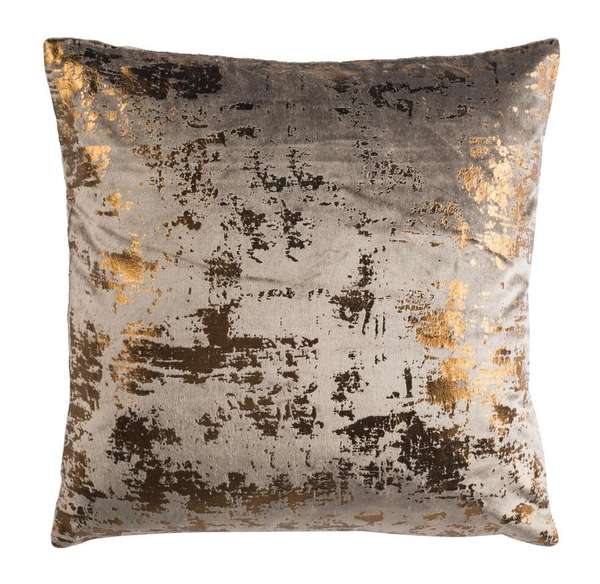 Edmee Metallic Pillow, 20" X 20", Potato Brown/Copper