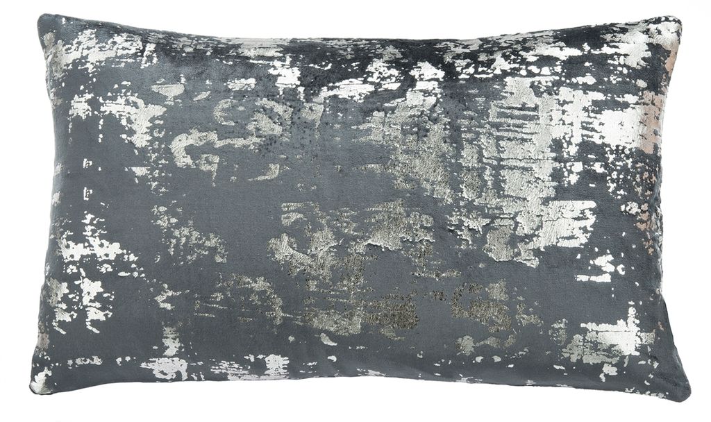 Preview image for Edmee Metallic Pillow, 20" X 12", Midnight Blue/Silver