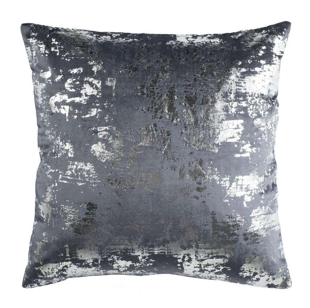 Preview image for Edmee Metallic Pillow, 20" X 20", Midnight Blue/Silver