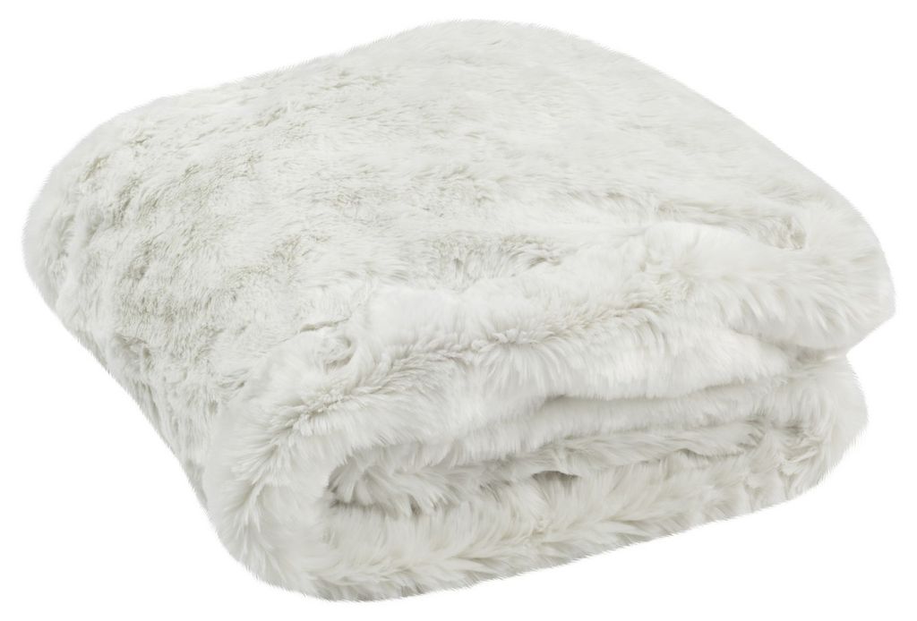 Faux Chinchilla Throw, 60" X 50", Snow White