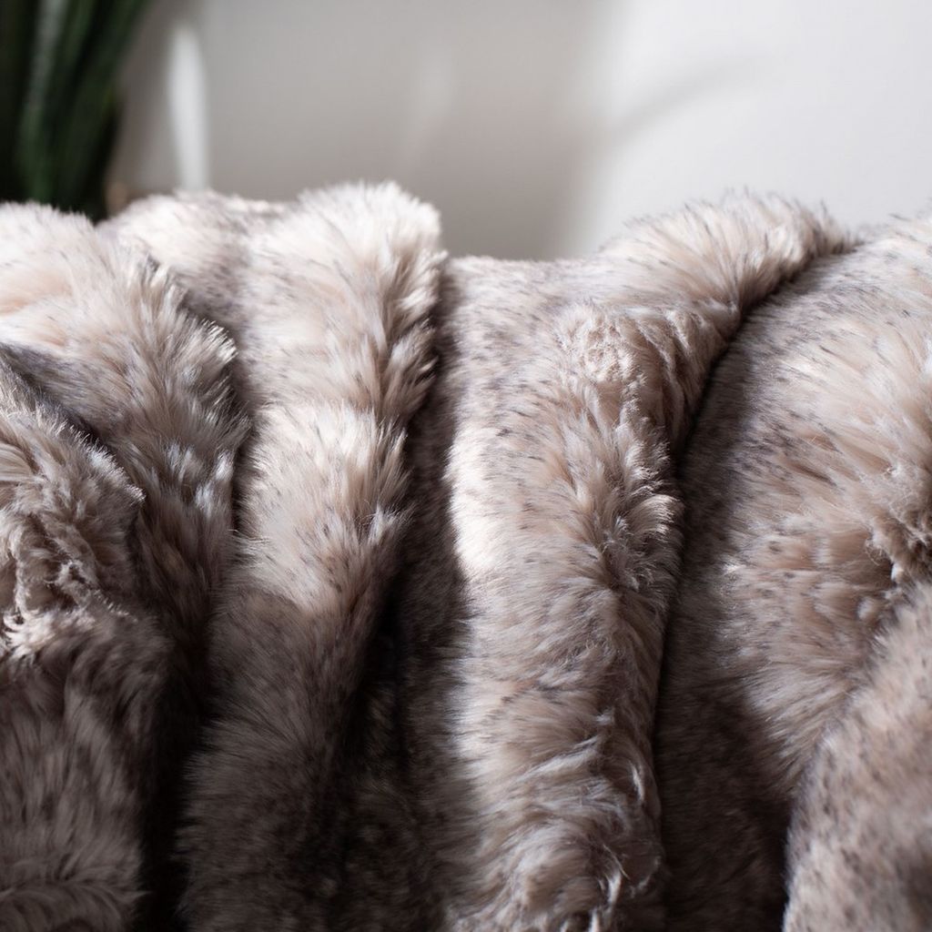 Faux Chinchilla Throw, 60" X 50", Grey