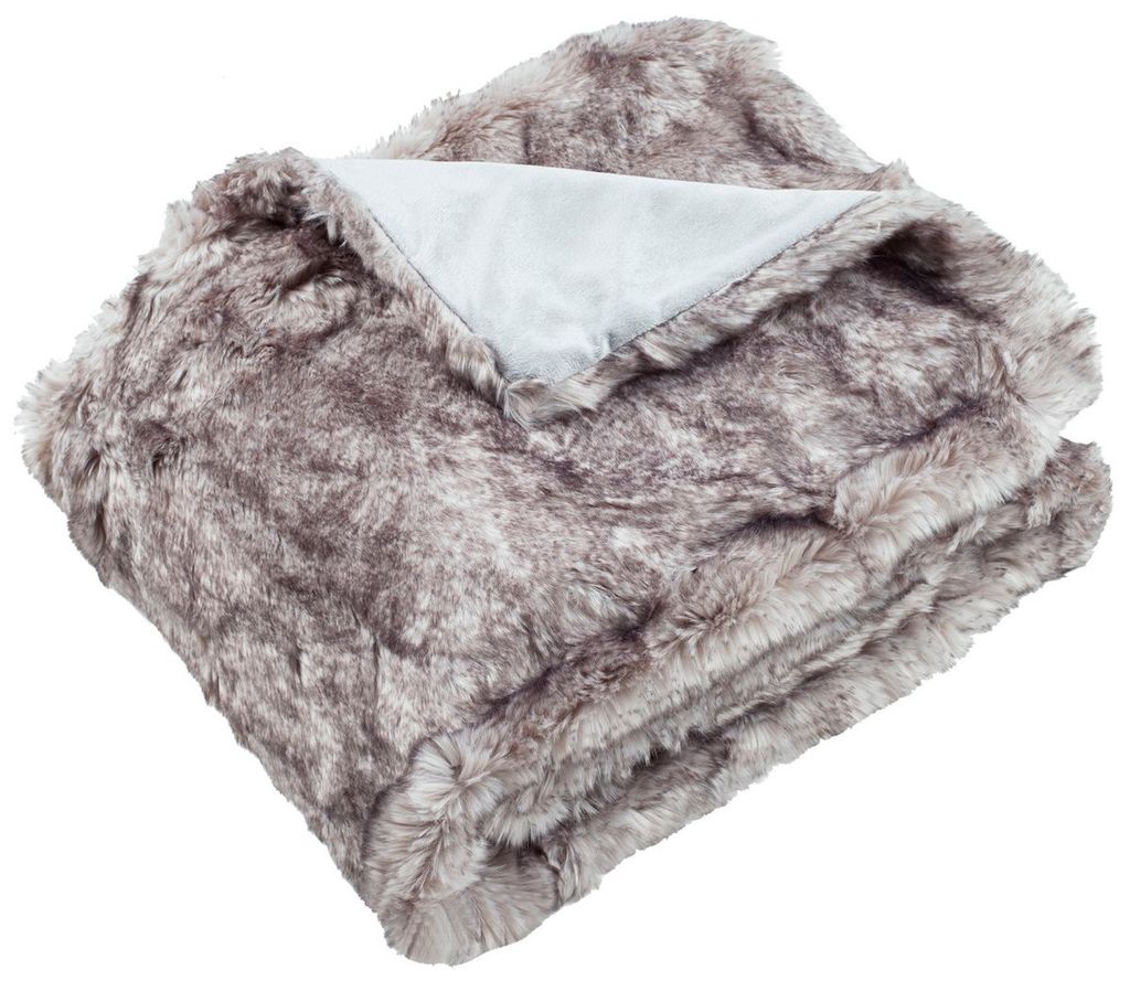 Faux Chinchilla Throw, 60" X 50", Grey