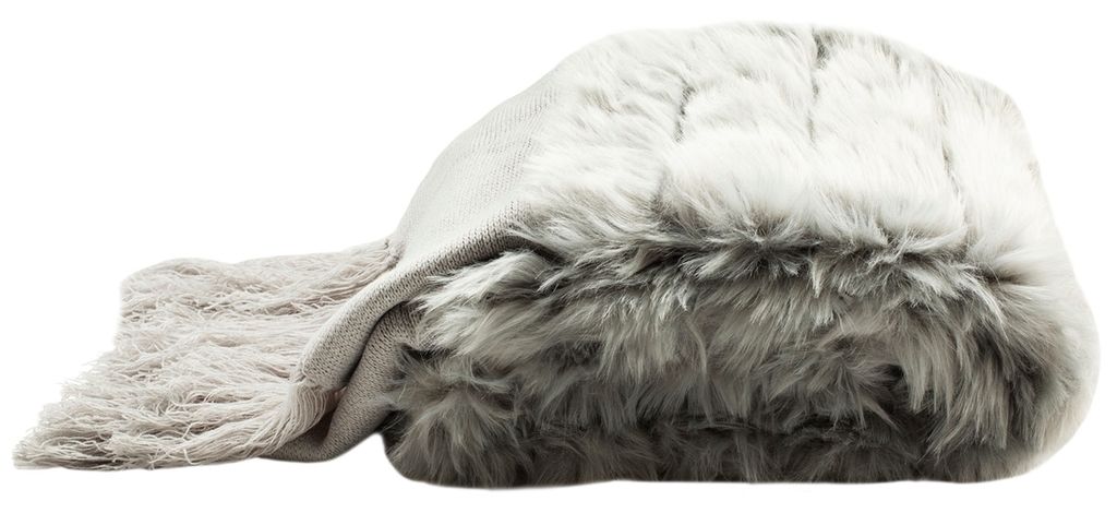 Faux Fur Alexi 20 X 80 Throw, Bed Runner, 80" X 20", Grey