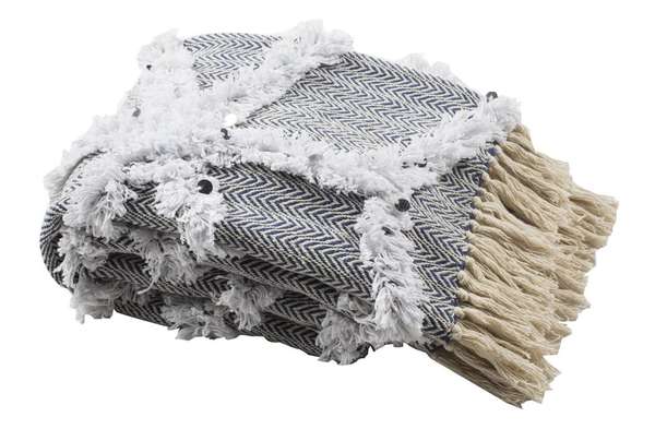 Lachlan Fringe Throw, 60" X 50", Grey