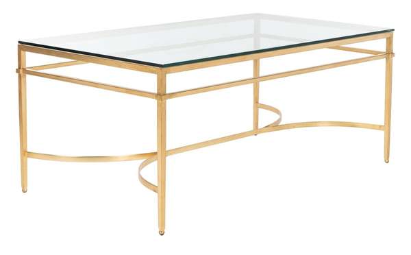 Cheryl Antique Gold Glass Cocktail Table, 48.3" X 19.5"