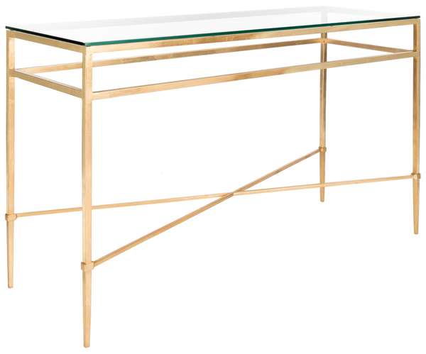 Baumgarten Antique Gold Glass Console Table, 52" X 32.5"
