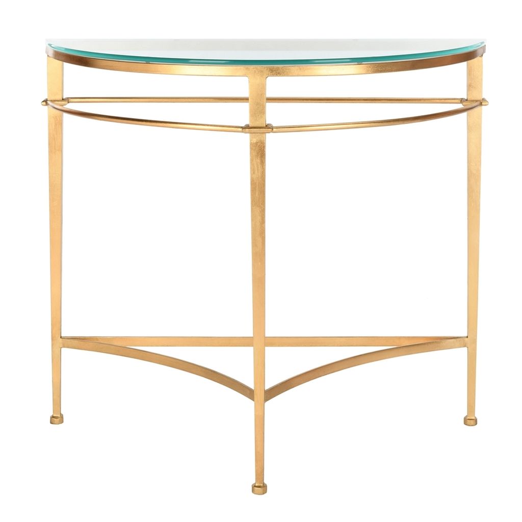 Baur Antique Gold Glass Console Table, 35.9" X 31.3"
