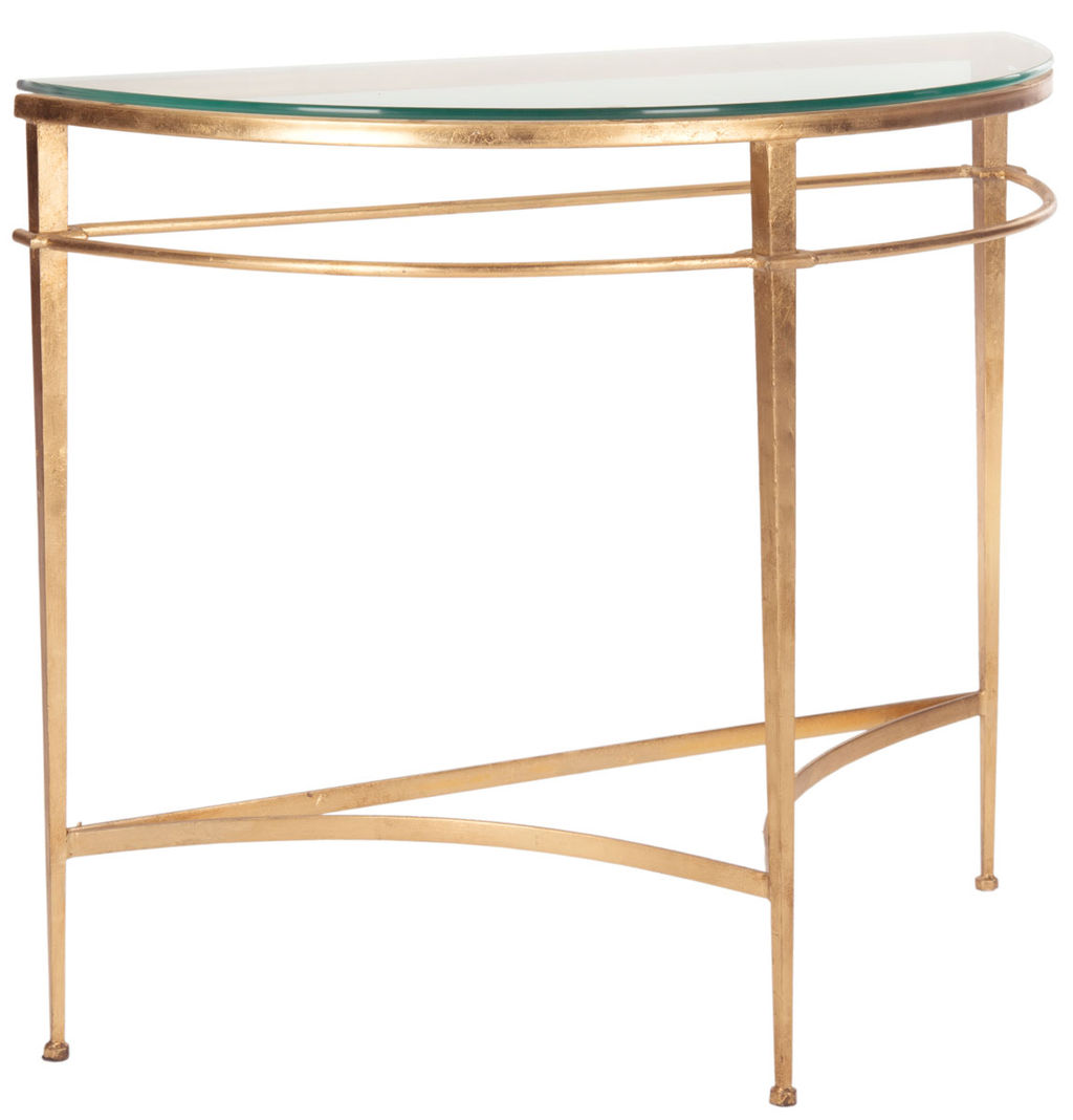 Baur Antique Gold Glass Console Table, 35.9" X 31.3"