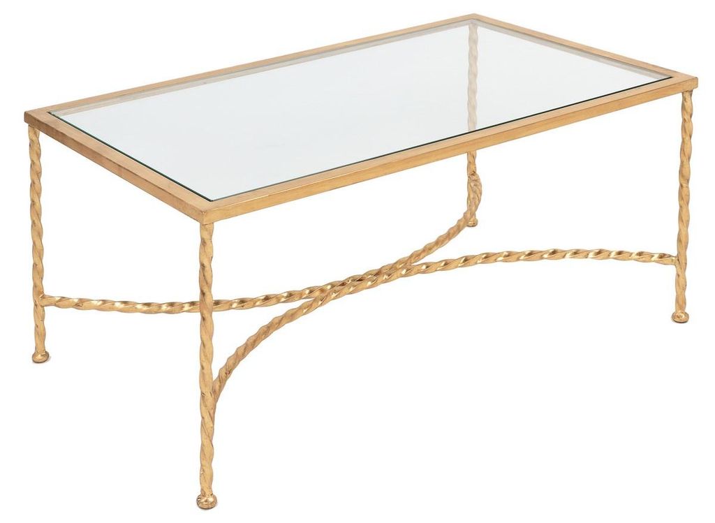 Matilda Gold Leaf Glass Coffee Table, 40" X 18.1"