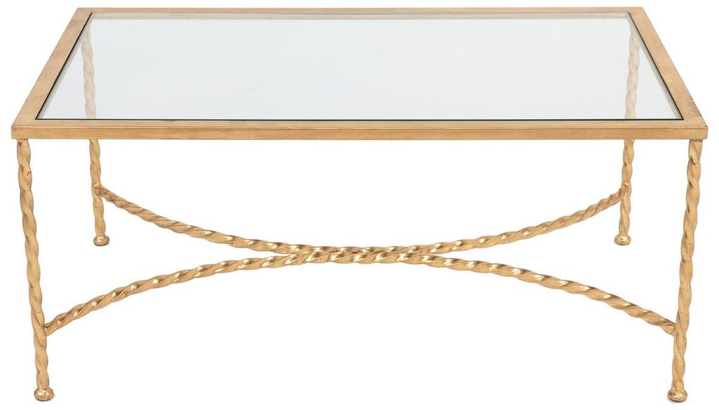 Matilda Gold Leaf Glass Coffee Table, 40" X 18.1"