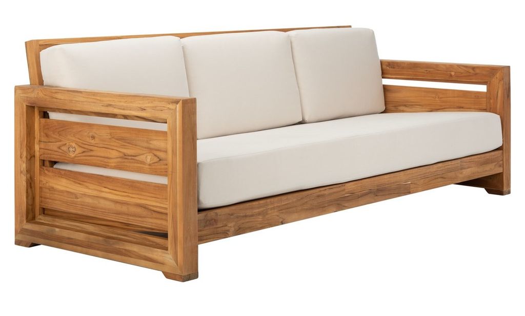Guadeloupe Outdoor Teak 3-Seat Sofa, 83.5" X 29.3"
