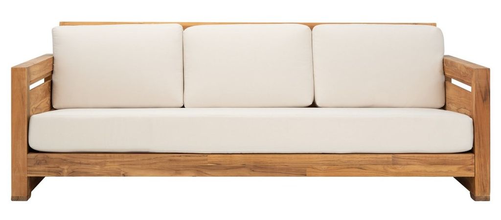 Guadeloupe Outdoor Teak 3-Seat Sofa, 83.5" X 29.3"