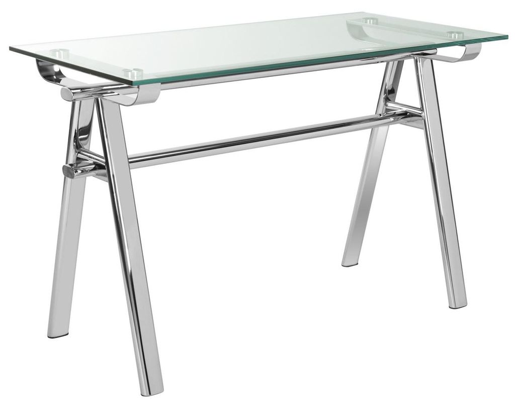 Izzy Glass Top Metal Desk, 47.25" X 30.8"