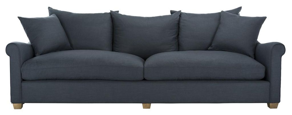 Fraiser Navy Linen Sofa, 104" X 34"