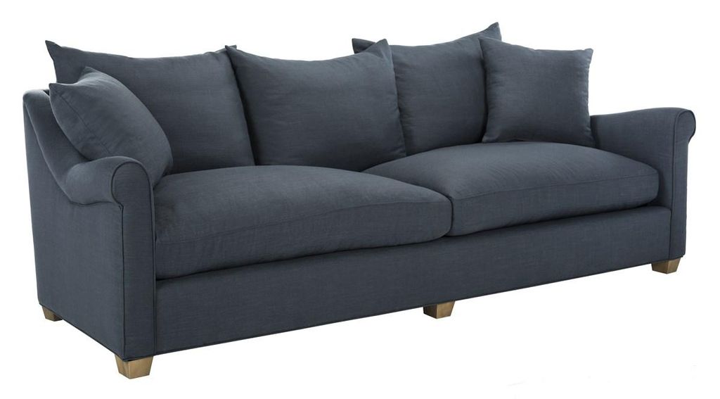 Fraiser Navy Linen Sofa, 104" X 34"
