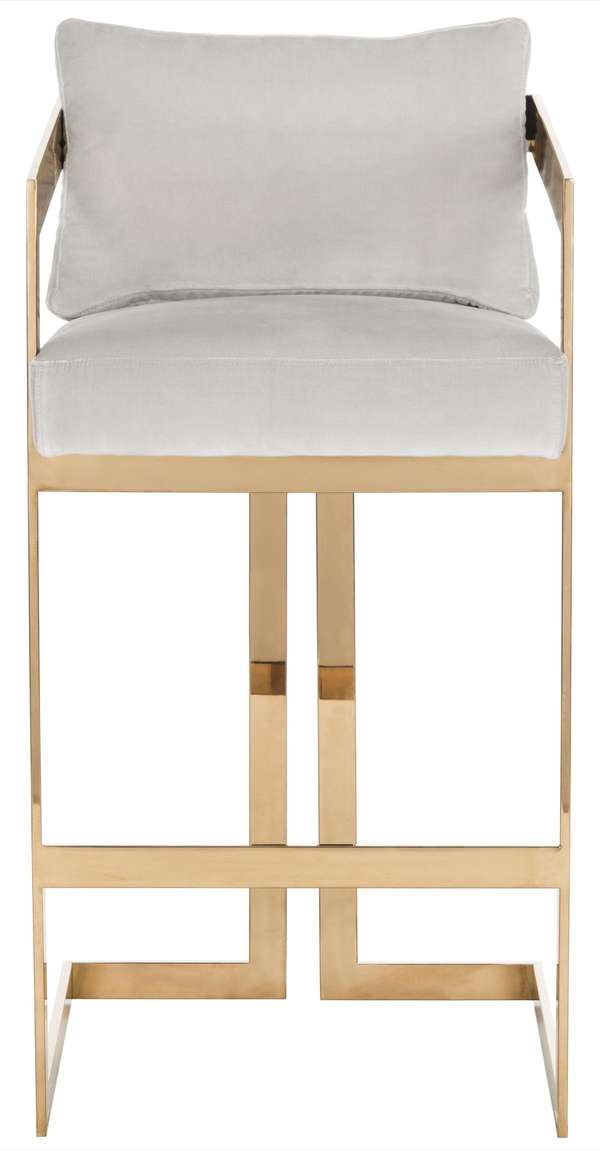 Taraji Velvet Bar Stool, 19.69" X 40.9", Giotto Almond