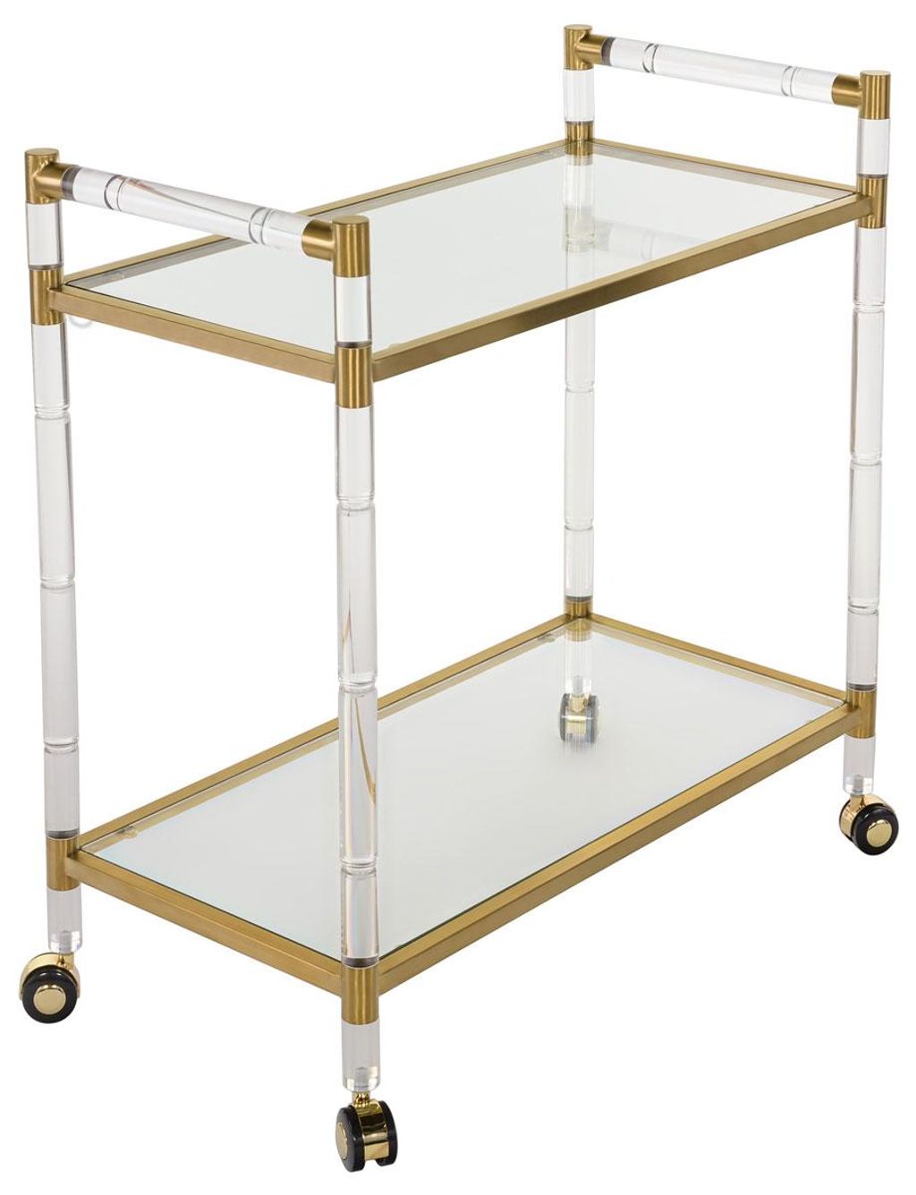 Preview image for Duval Acrylic Bar Trolley, 31.5" X 32.3", Brass