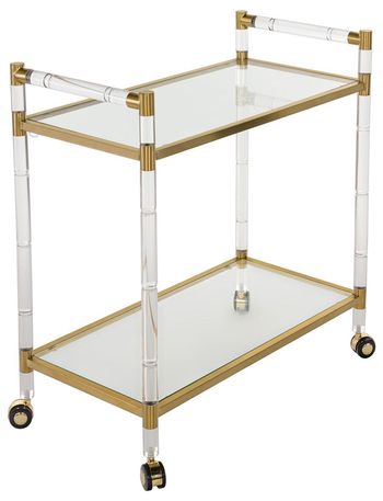 Duval Acrylic Bar Trolley, 31.5&quot; X 32.3&quot;, Brass