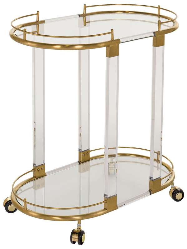 Lennon Acrylic Bar Trolley, 29.53" X 30.6", Brass