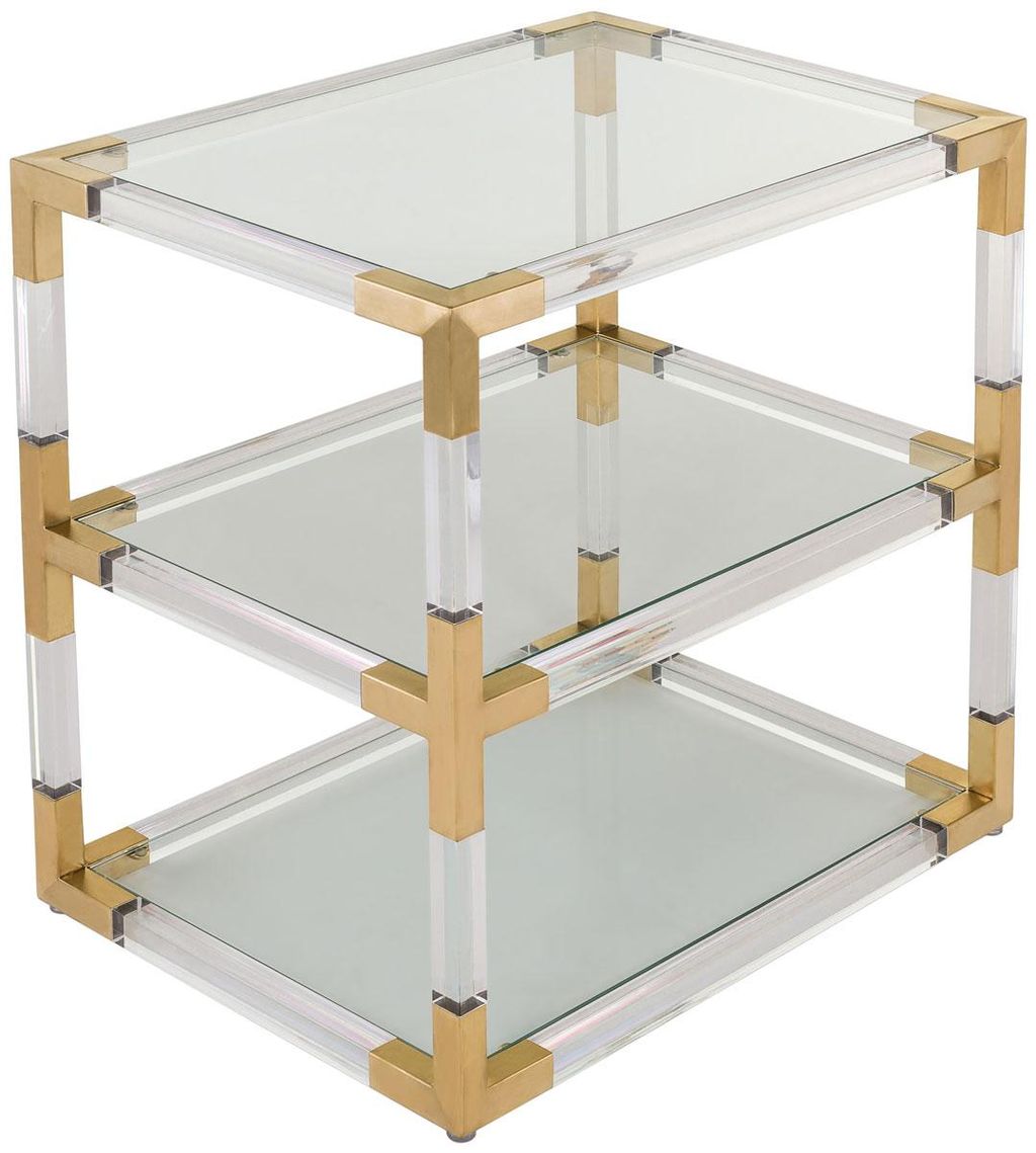 Louisa Acyrlic End Table, 28" X 26", Brass