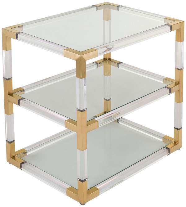 Louisa Acyrlic End Table, 28" X 26", Brass