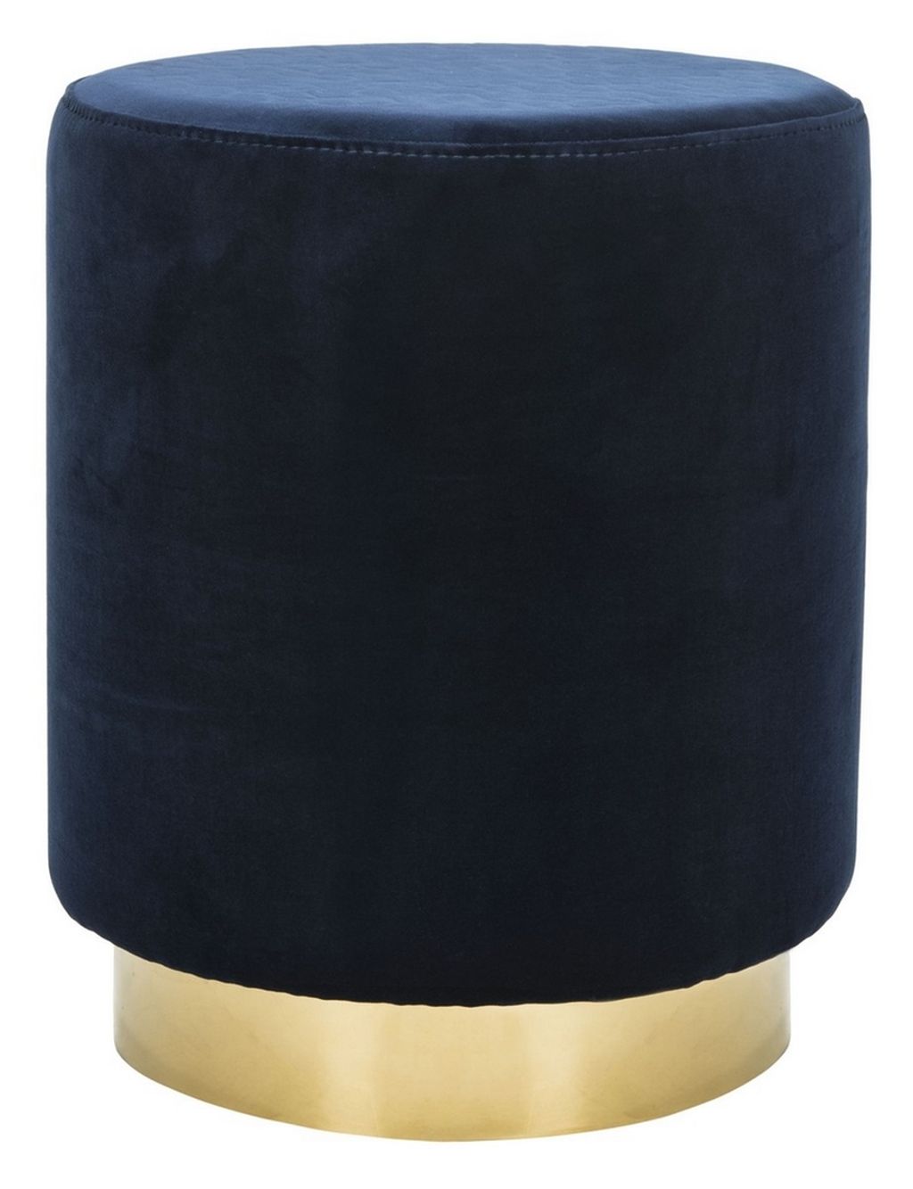 Preview image for Elsworth Velvet Ottoman With Brass Base, 16" X 20", Navy